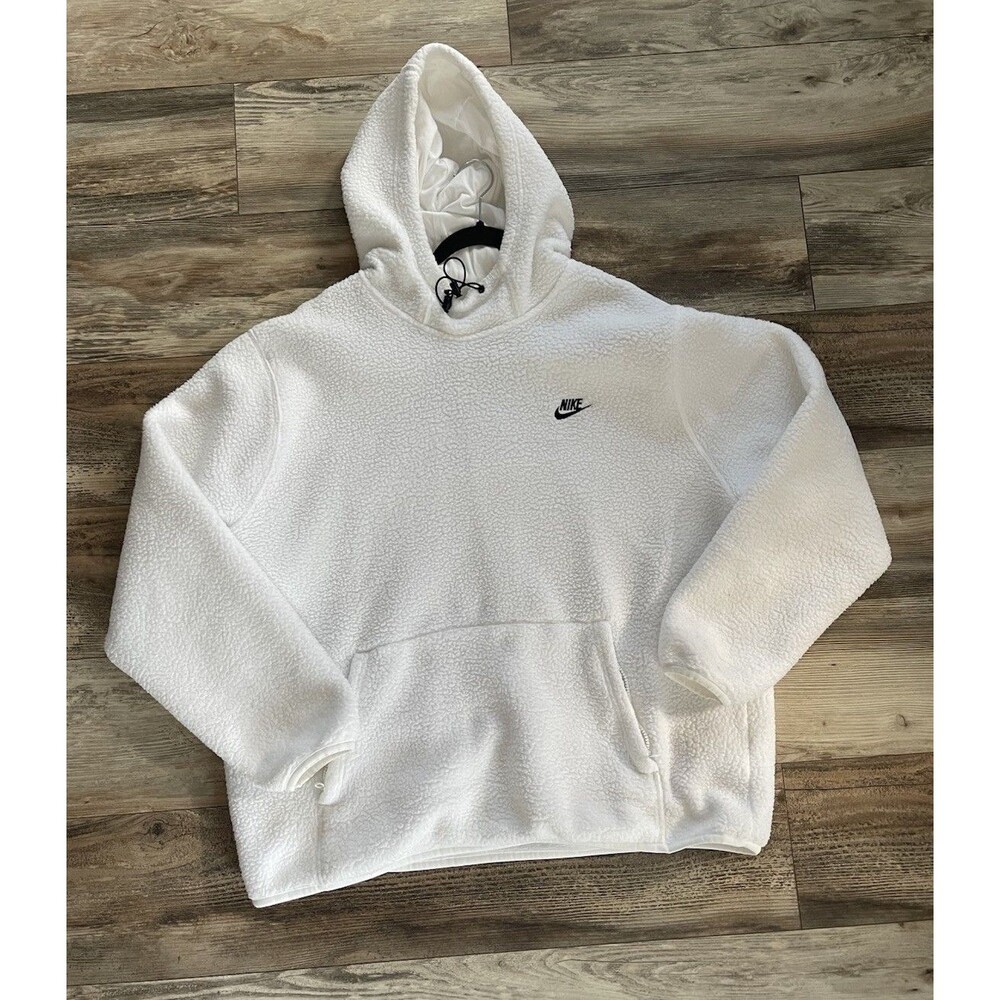 Nike Sportswear Fleece Men's  Hoodie White Black XXL Cotton Pullover